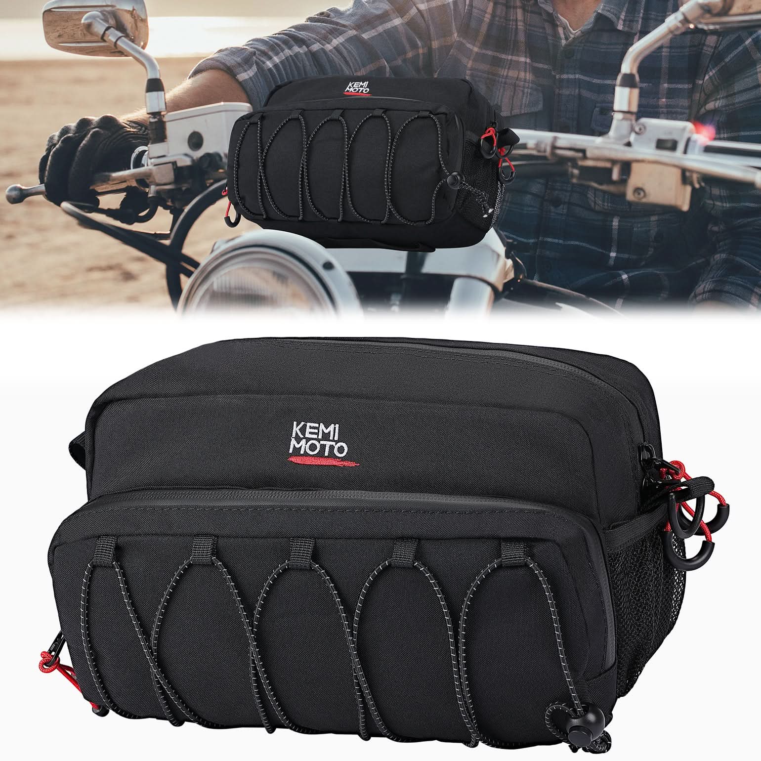 Kemimoto Motorcycle Handlebar Bag for Cruiser Softail Dyna Sportsters - $39.99 at Kemimoto.com