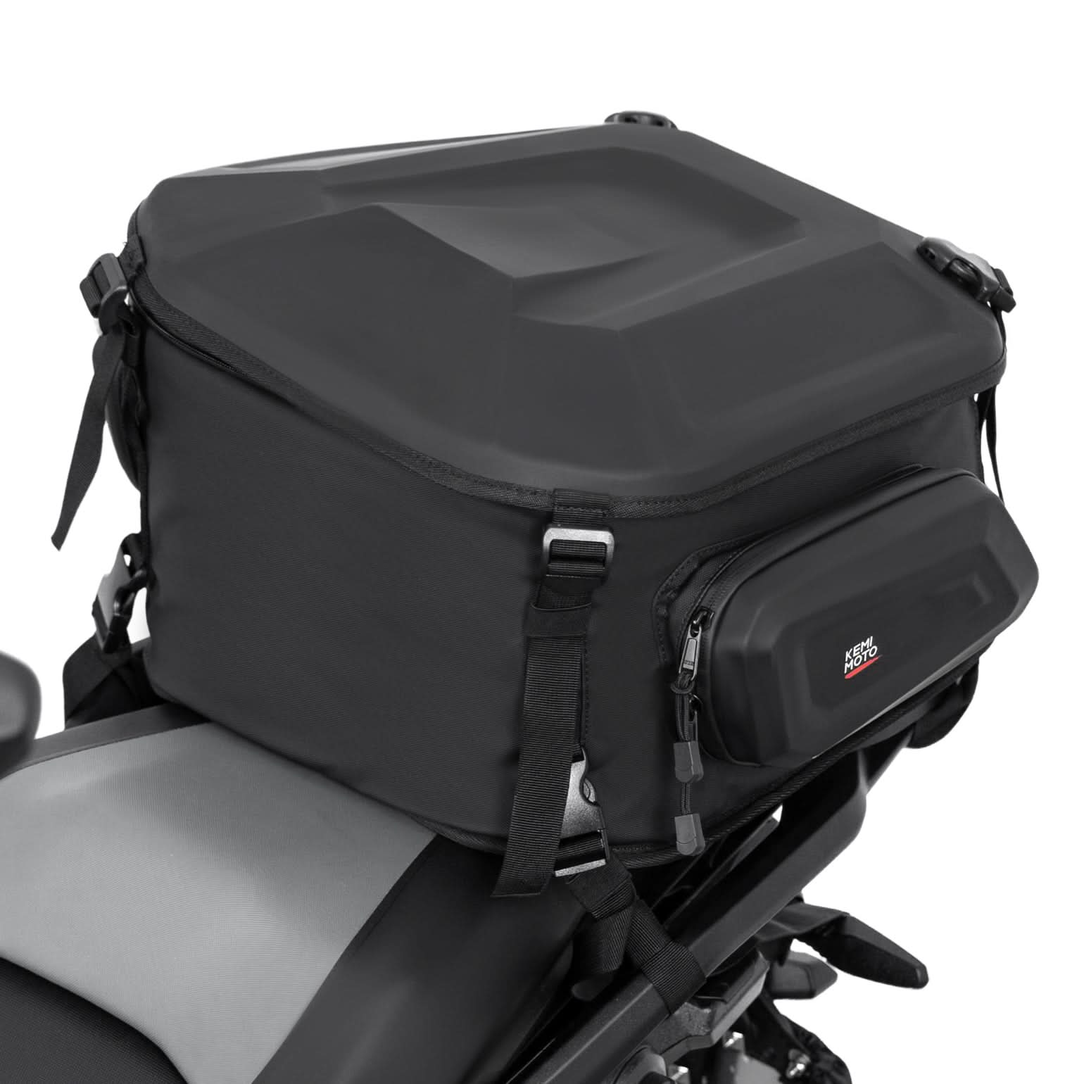 Kemimoto Motorcycle Hard Shell Tail Bag 23-35L Expandable Waterproof - $89.99 at Kemimoto.com