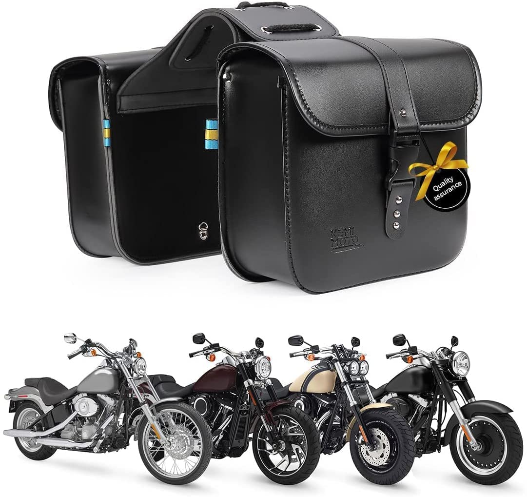 Kemimoto Motorcycle Leather Saddle Bags for Sportster Softail Dyna Road King - $49.99 at Kemimoto.com