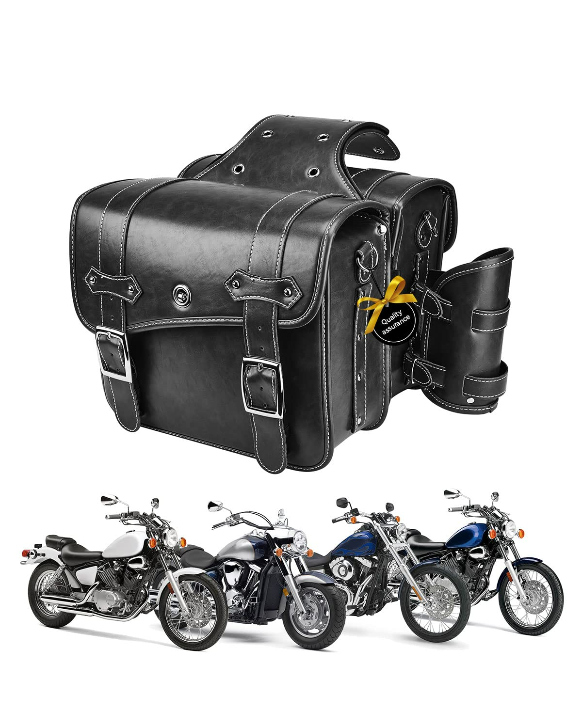 Kemimoto Motorcycle PU Leather Saddlebag for Softail Dyna Road King V-star Shadow - $109.99 at Kemimoto.com