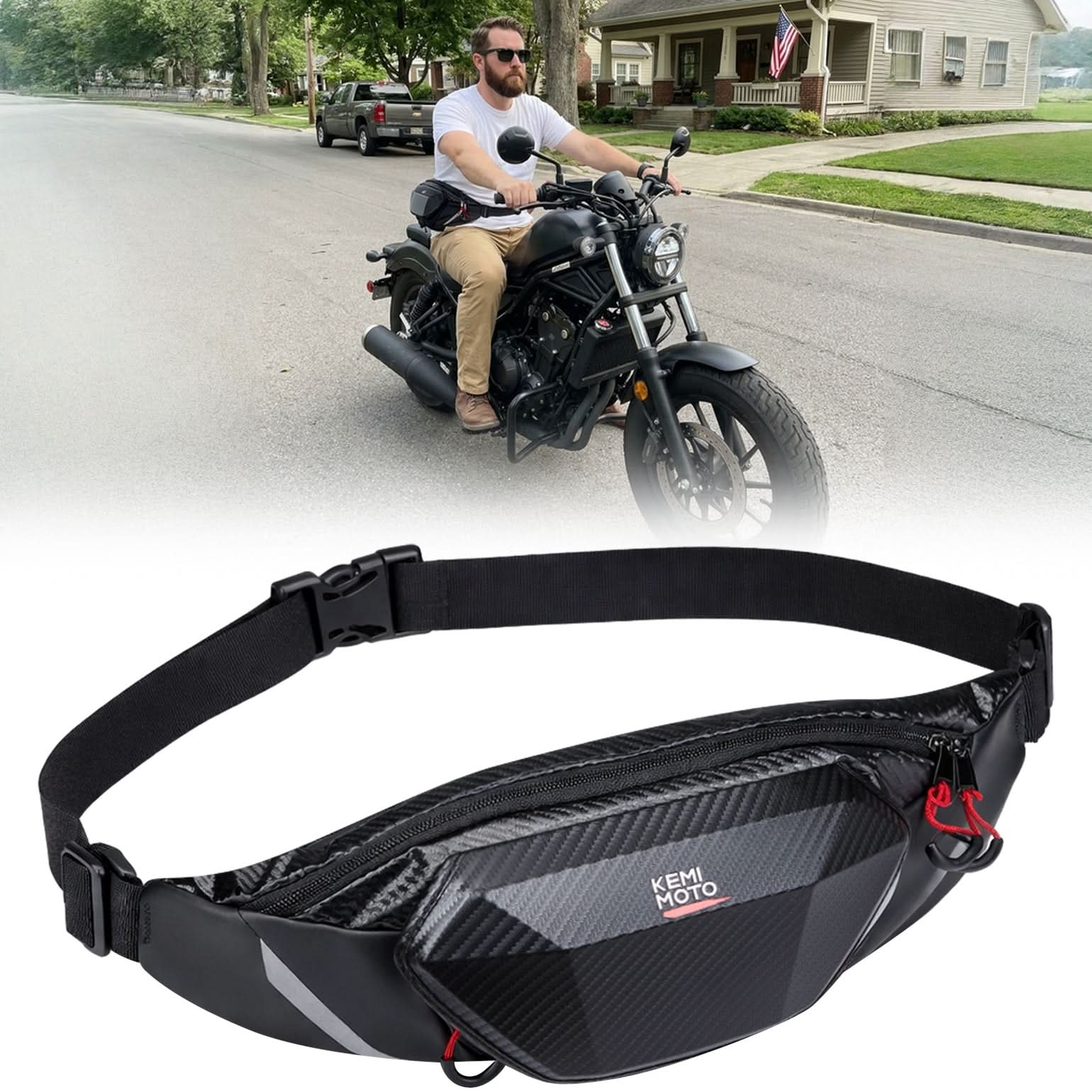 Kemimoto Motorcycle Waist Bag with EVA Hard Shell - $29.99 at Kemimoto.com