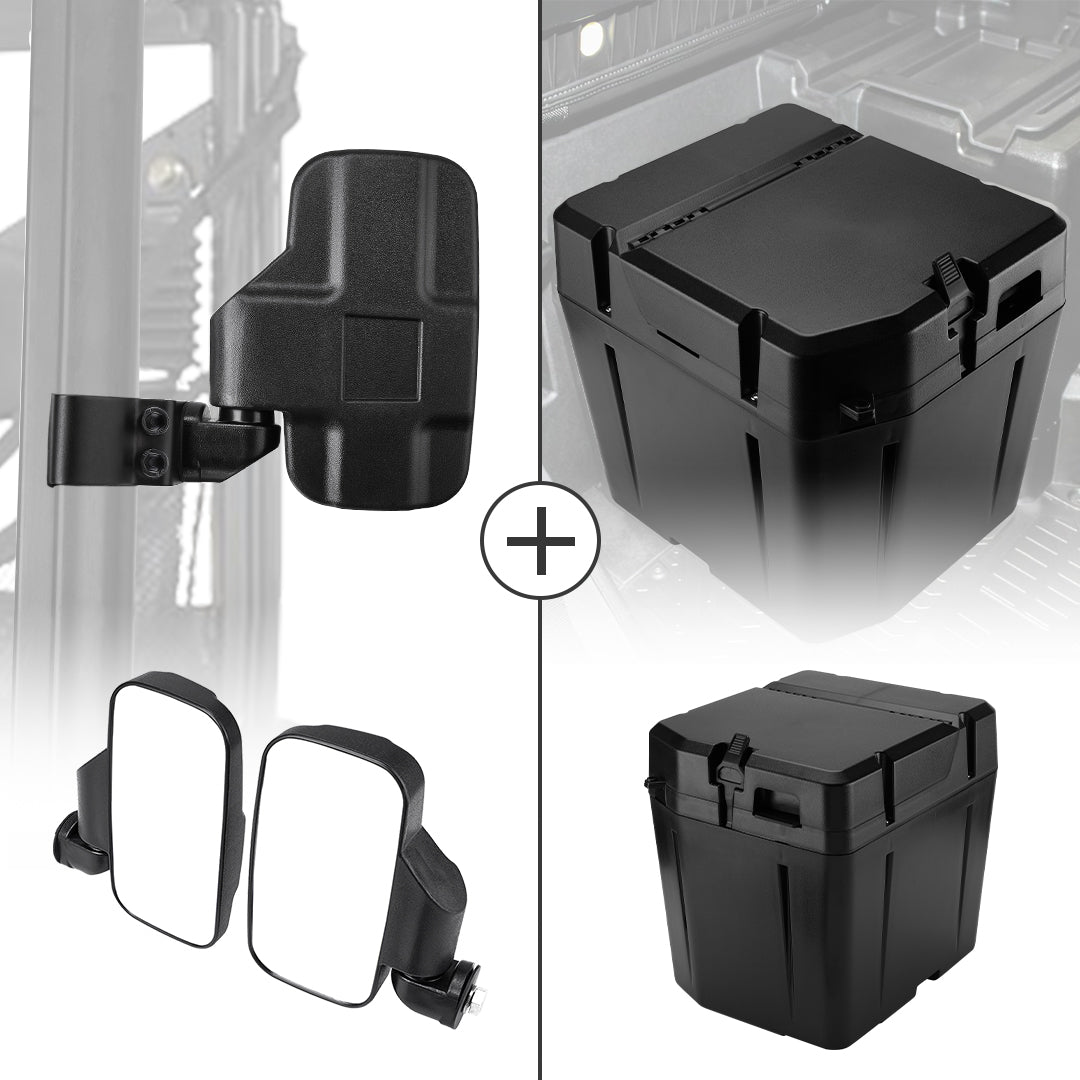KEMIMOTO Adjustable Side Mirrors & Under Seat Storage Box for Polaris Ranger - $179.98 at Kemimoto.com