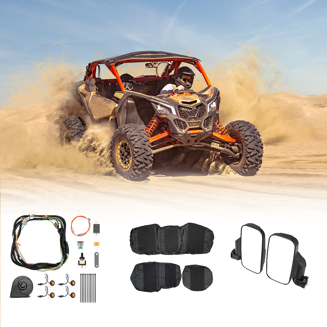 Crew Turn Signal Kit & Seat Cover & Side Mirrors For Polaris Ranger XP 1000