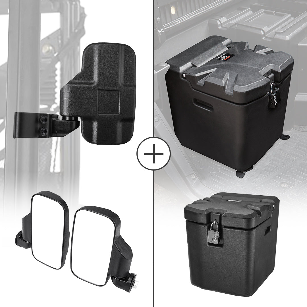 KEMIMOTO Adjustable Break Away Side Mirrors & Under Seat Storage Box for Polaris Ranger XP 1000 - $199.98 at Kemimoto.com