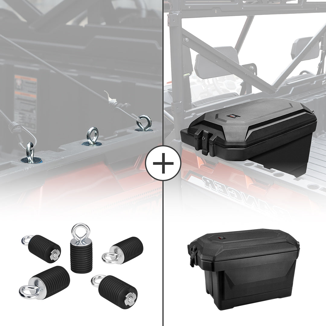KEMIMOTO 2" Tie Down Anchors & Big Size Cargo Box (Passenger Side) for Polaris Ranger - $209.98 at Kemimoto.com