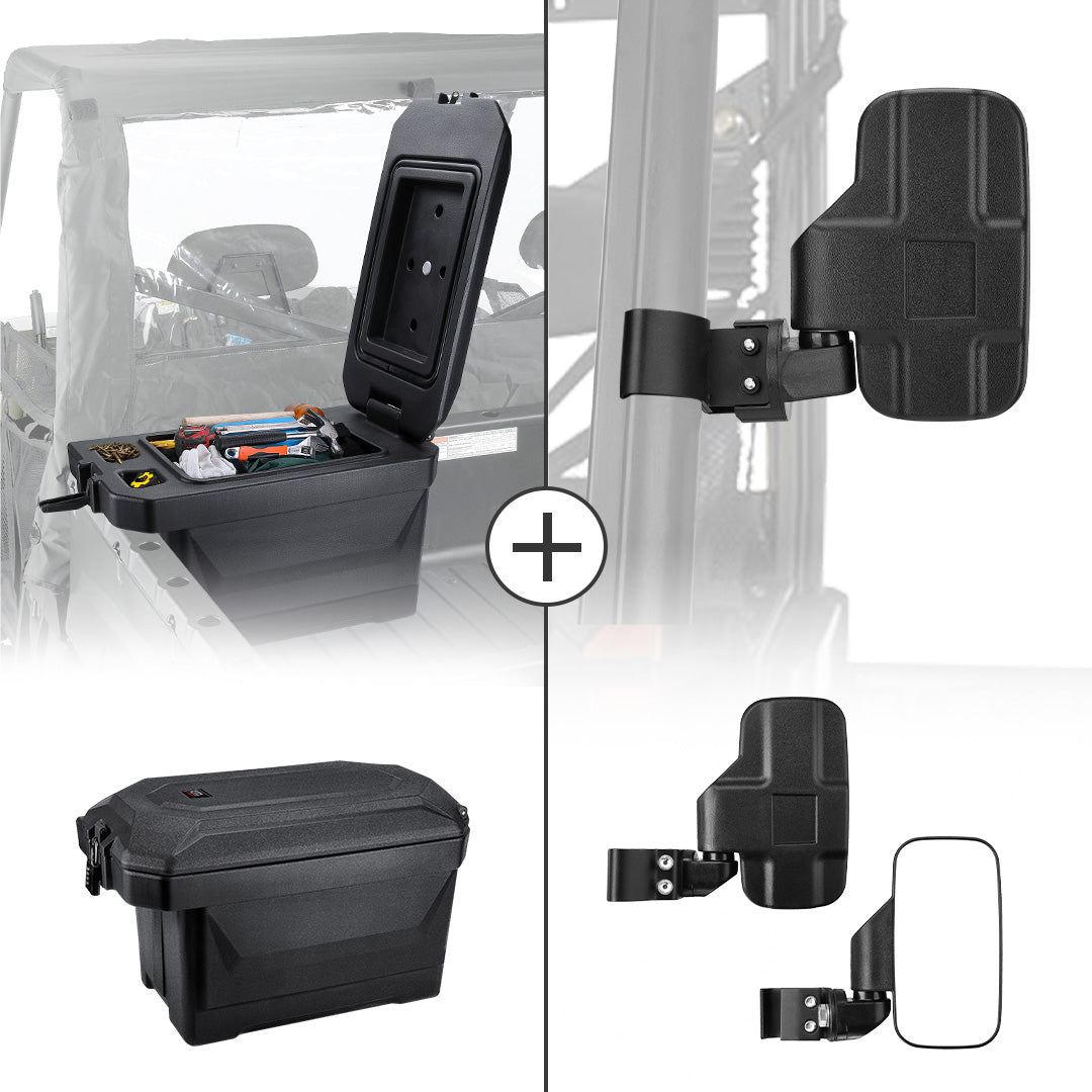 Kemimoto Side Mirrors & 45L Storage box for Polaris Ranger - $209.98 at Kemimoto.com