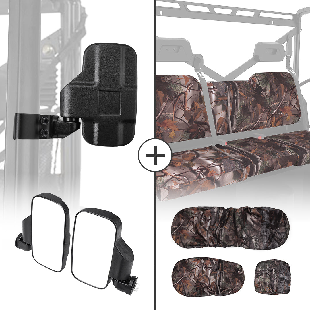 Kemimoto Side Mirrors & Camouflage Seat Cover for Polaris Ranger - $115.98 at Kemimoto.com