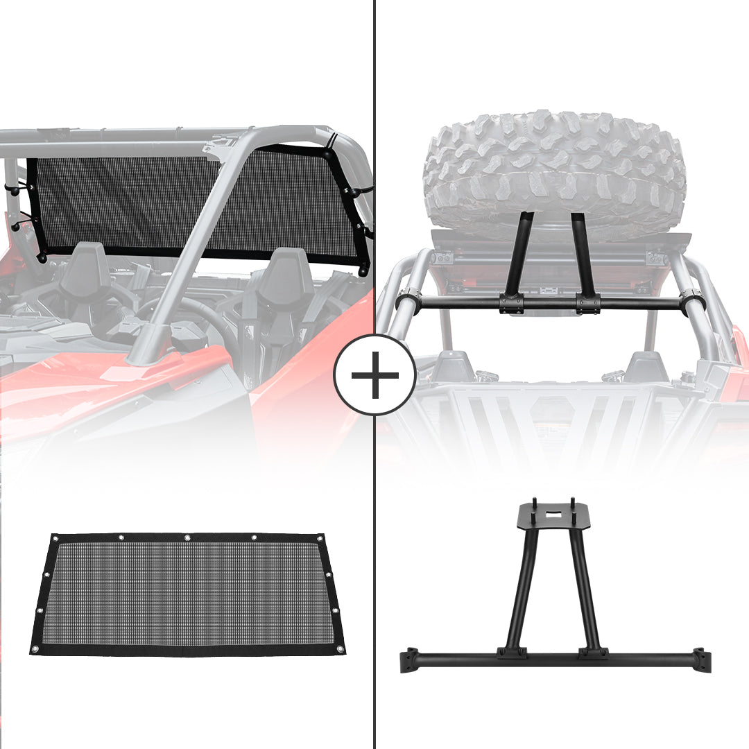 Soft Rear Window Net & Spare Tire Carrier for Polaris RZR PRO XP 2020-2024