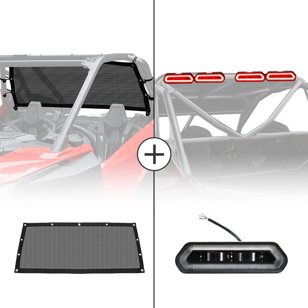 Kemimoto Soft Rear Window Net & Universal Roll Bar Tail Light for RZR PRO XP - $119.99 at Kemimoto.com