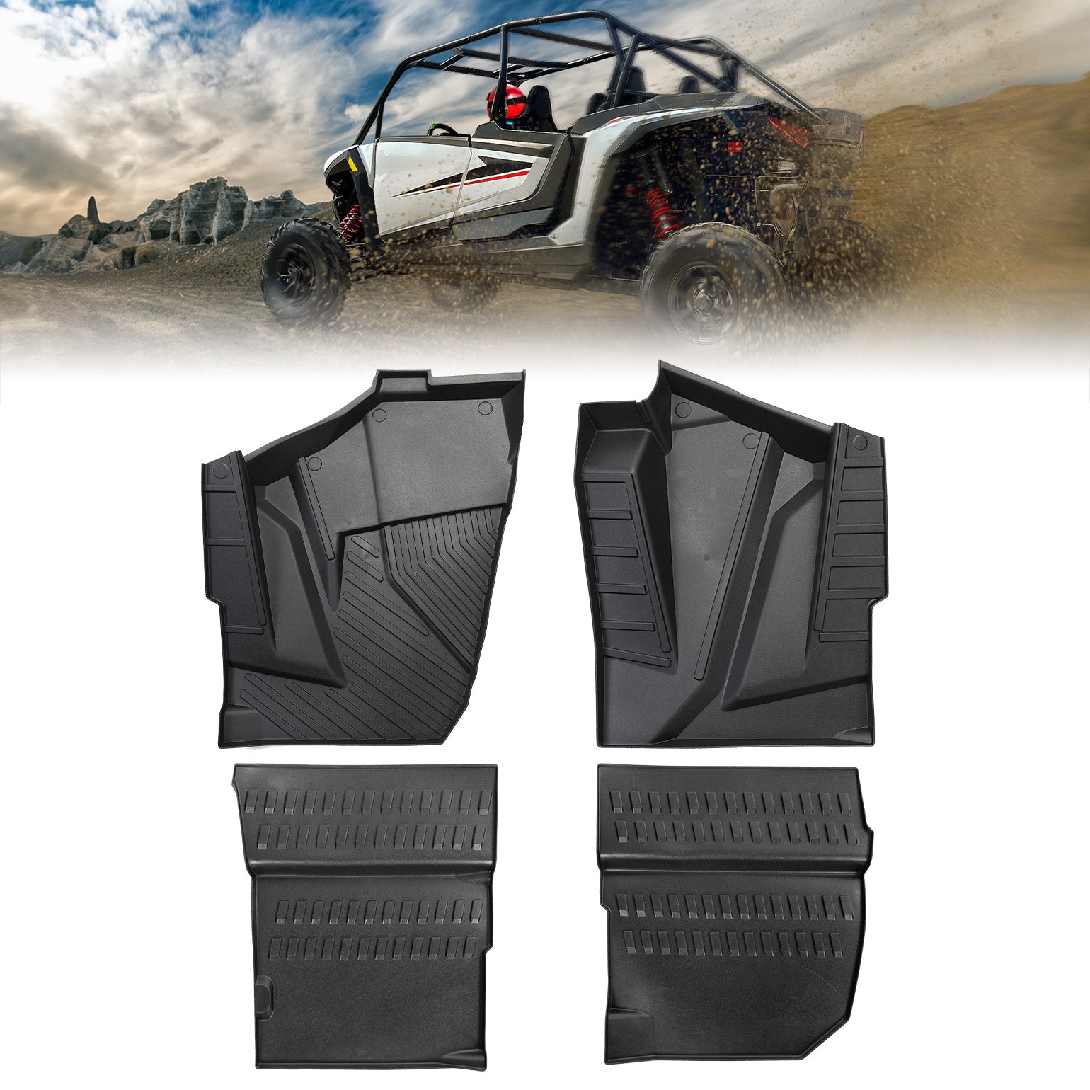 TPE Non-Slip Floor Mats 4PCS for 2024/2025 Polaris RZR XP 4 1000