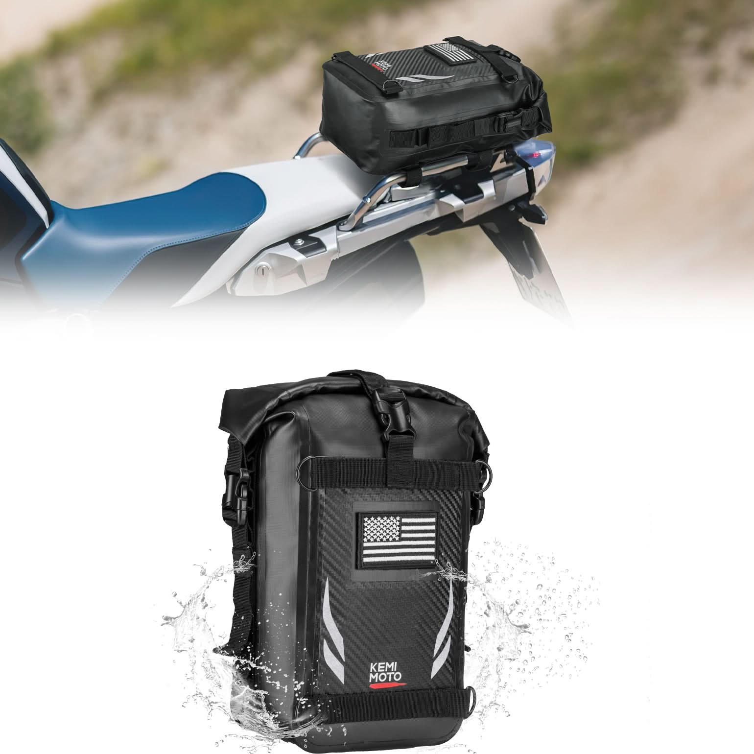 Kemimoto Universal Waterproof Motorcycle Tail Bag for Dirt Bike Adventure 6.5L Grey - $40.99 at Kemimoto.com