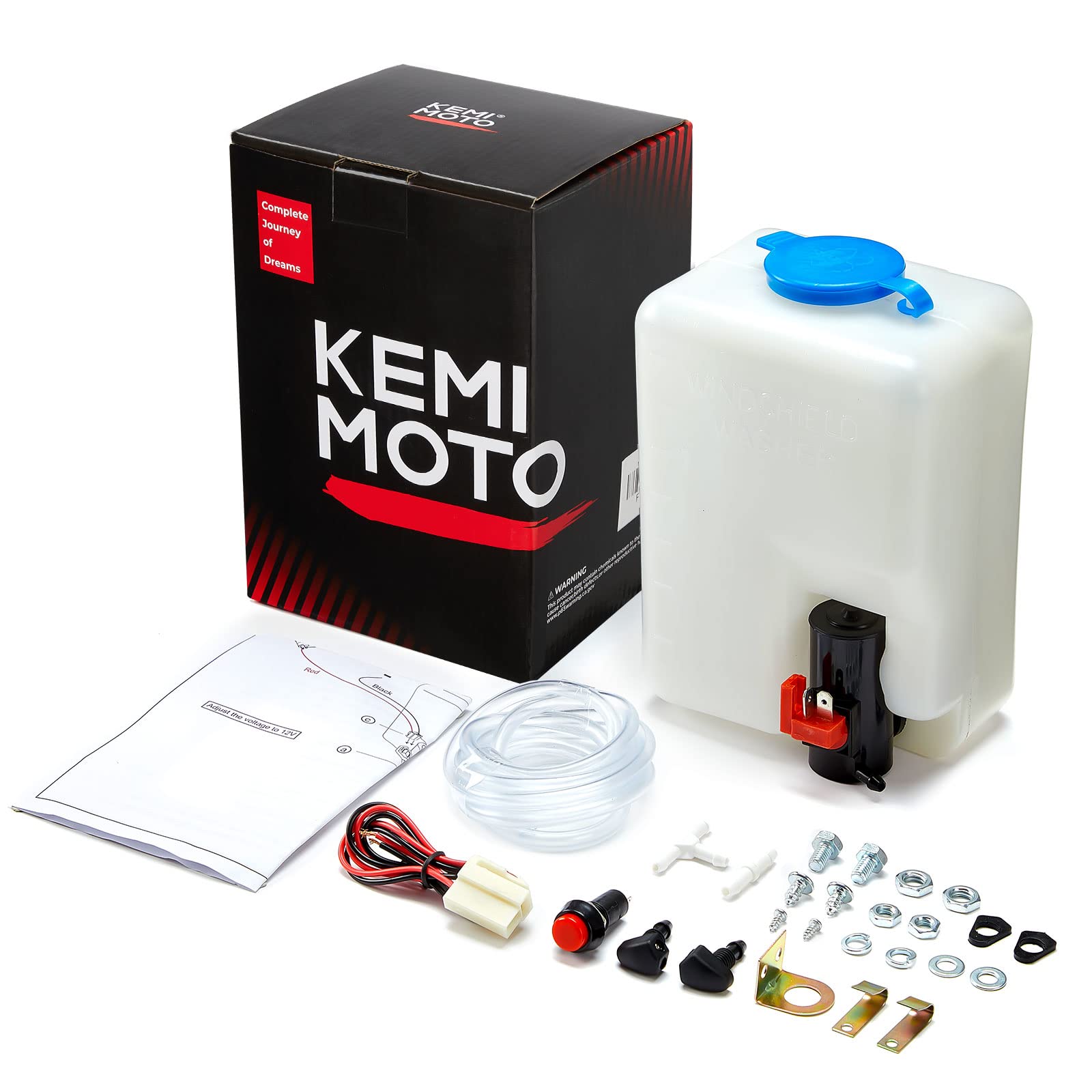 Kemimoto 1.5L Universal Car Windshield Washer Pump Reservoir Bottle Kit - $25.99 at Kemimoto.com