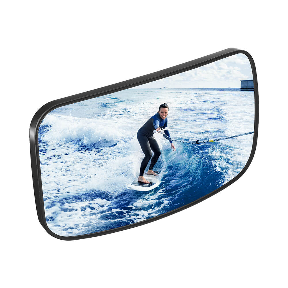 300°Curved Surface Boat Rear Mirror, 4.5"x8" Clamp for Ski Boat Pontoon Boat