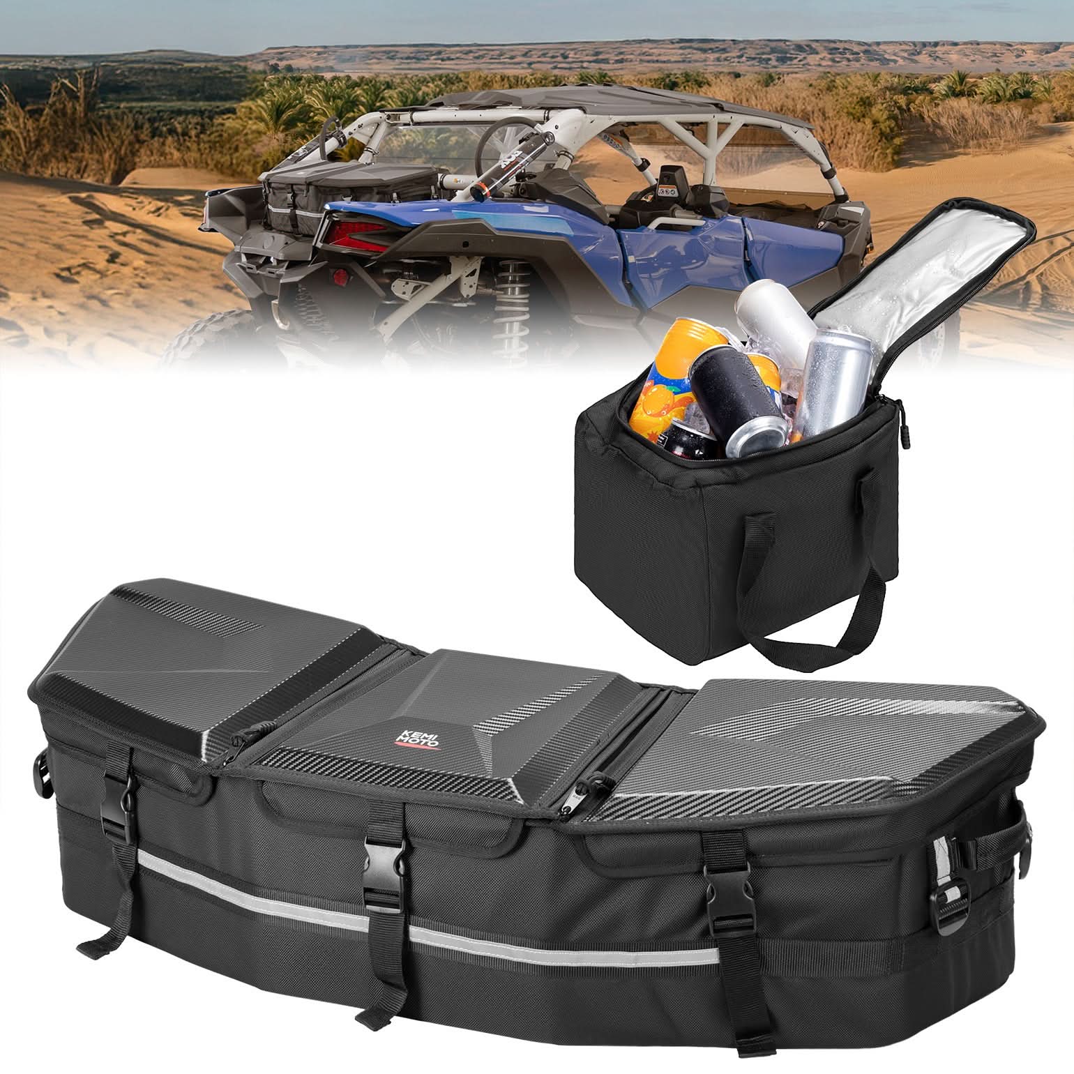 Kemimoto Upgraded 50L ATV Cargo Bag – Front/Rear Rack Cooler & Storage Box, Fits Can-Am X3, Outlander, Renegade 500–1000 - $109.99 at Kemimoto.com