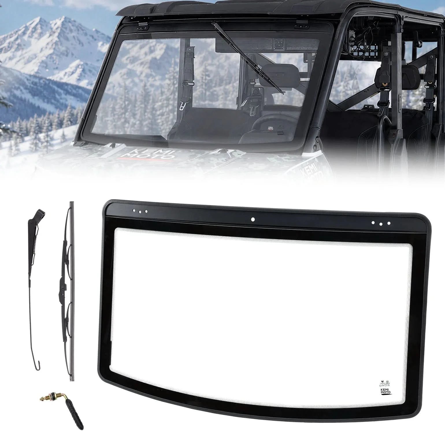 Kemimoto UTV 7MM Laminated Glass Windshield with Manual Wipers for Polaris Ranger 1000 / XP 1000 / 900 / XP 900 & Crew Models - $529.99 at Kemimoto.com