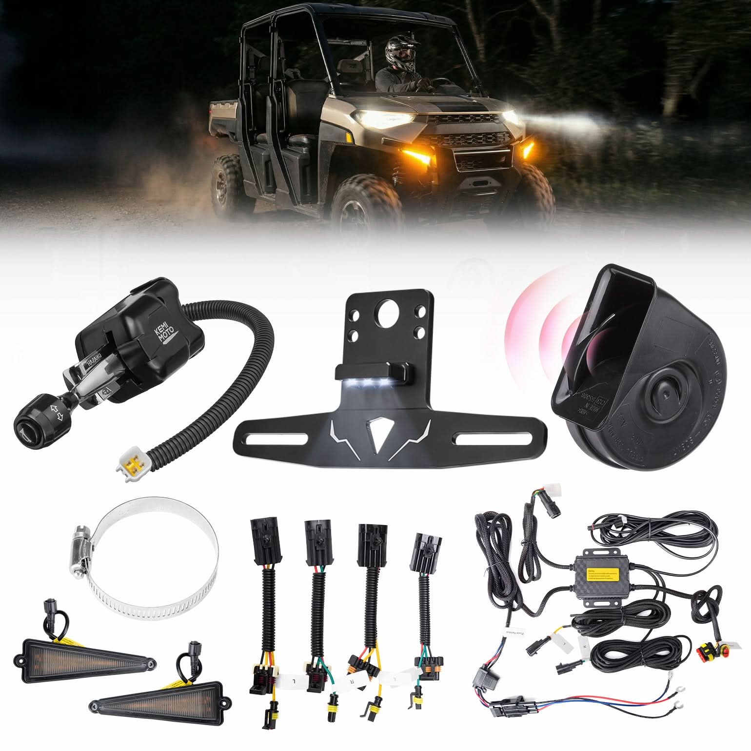 Kemimoto UTV/ATV Universal Turn Signal Kit with Dash Indicator & Sync Taillight - $249.99 at Kemimoto.com
