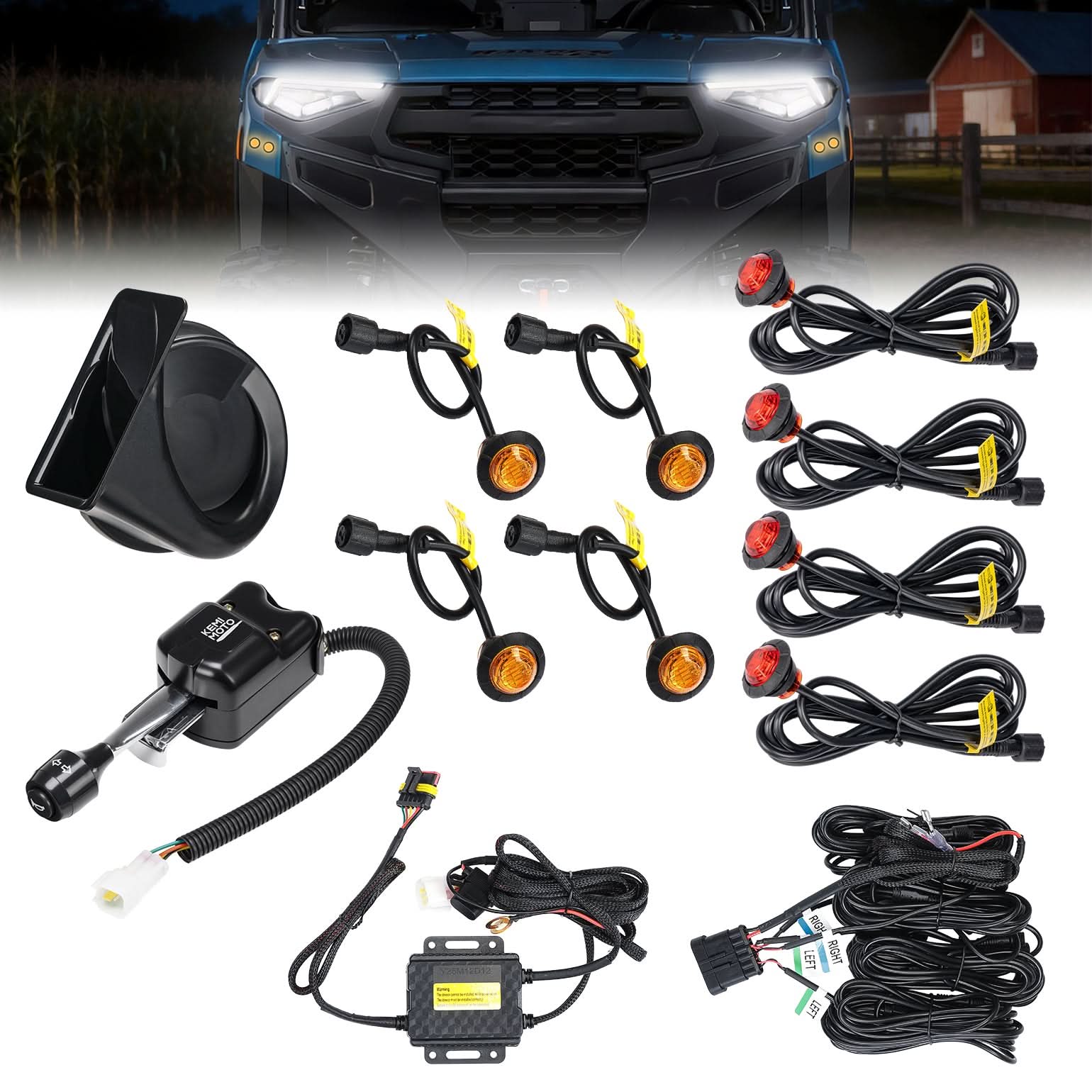 Kemimoto UTV/ATV Universal Turn Signal Kit with Horn & Hazard Lights - $99.99 at Kemimoto.com