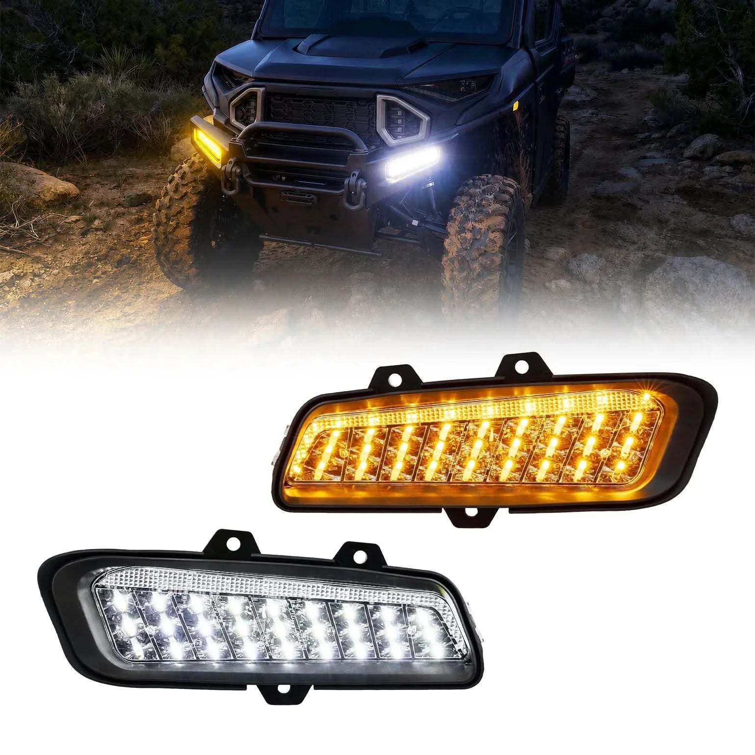 Kemimoto UTV Front Bumper Turn Signal Lights for Polaris Ranger XD 1500 / Crew XD 1500 2024-2026, 2-Piece Set - $129.99 at Kemimoto.com