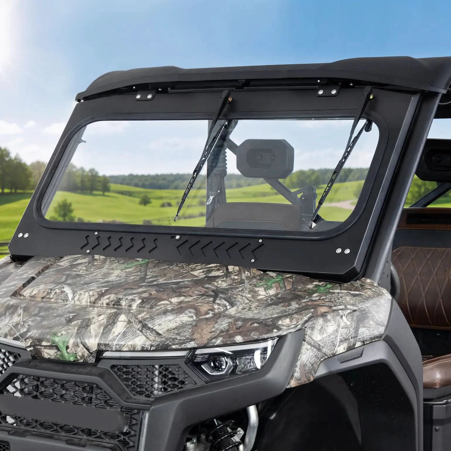 Kemimoto UTV Glass Windshield with Wipers For CFMOTO UForce U10 - $529.99 at Kemimoto.com