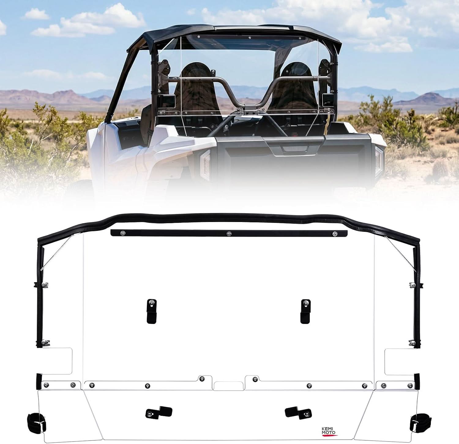 Kemimoto UTV Rear Windshield For Wolverine RMAX2 - $219.98 at Kemimoto.com