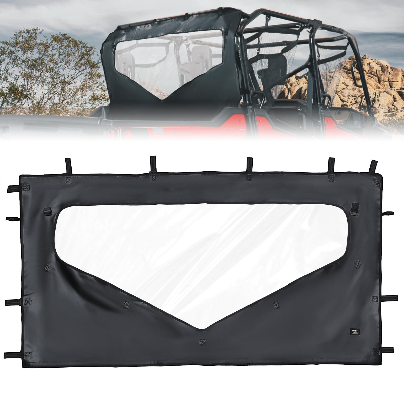 UTV Roll Up/ Down Soft Rear Window for Honda Pioneer 1000-6