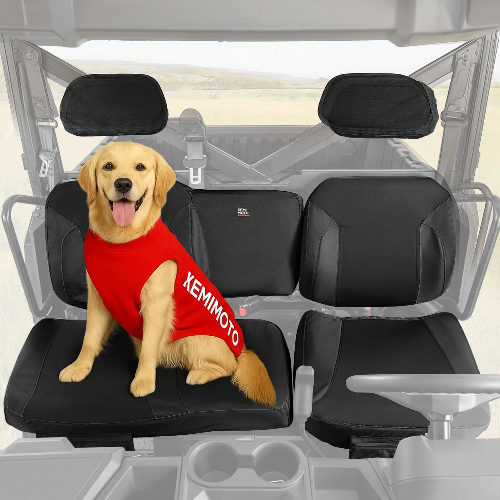 Kemimoto UTV Seat Cover Set with Wingback for Polaris Ranger XP 1000 2022-2025 - $90.99 at Kemimoto.com