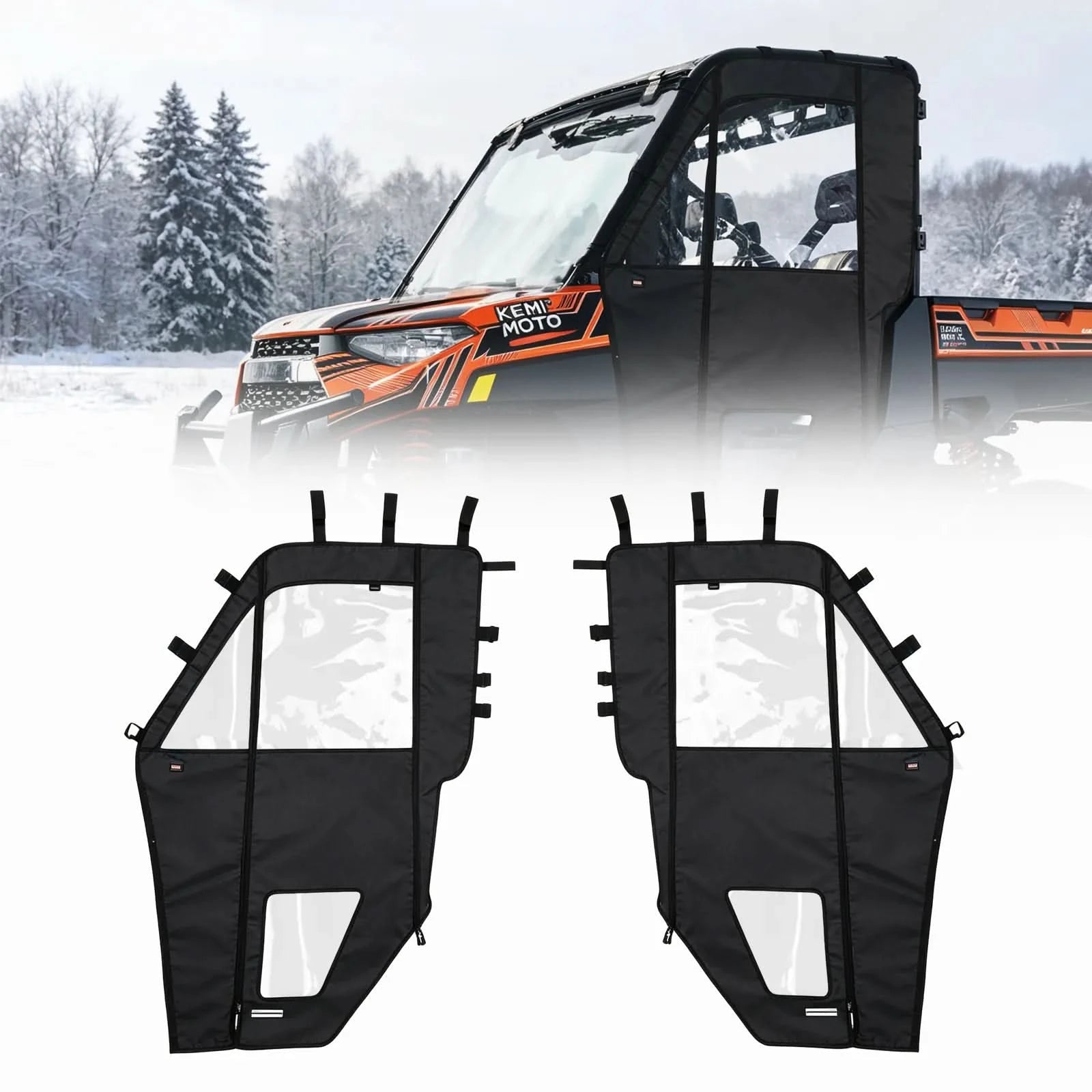 Kemimoto UTV Soft Doors with Upgraded Straight Zippers for Polaris Ranger XP 1000 / 1000 2026 - $159.99 at Kemimoto.com