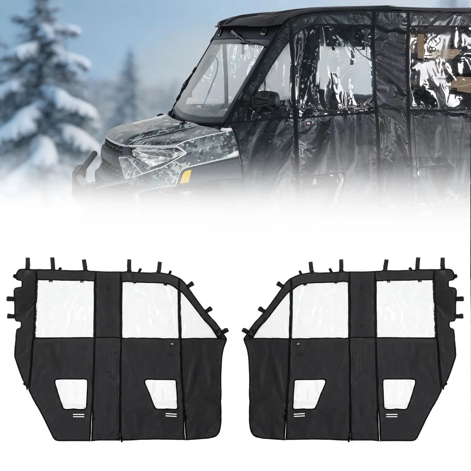 Kemimoto UTV Soft Upper Doors for Polaris Ranger Crew 1000 / Crew XP 1000 2017-2026 - $329.99 at Kemimoto.com