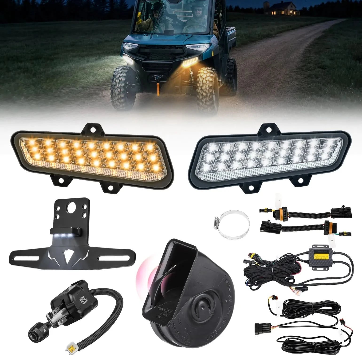 Kemimoto UTV Turn Signal Kit with Dash Indicator and Brake Light for Polaris Ranger 1000 XP / Crew 2025-2027 - $289.99 at Kemimoto.com
