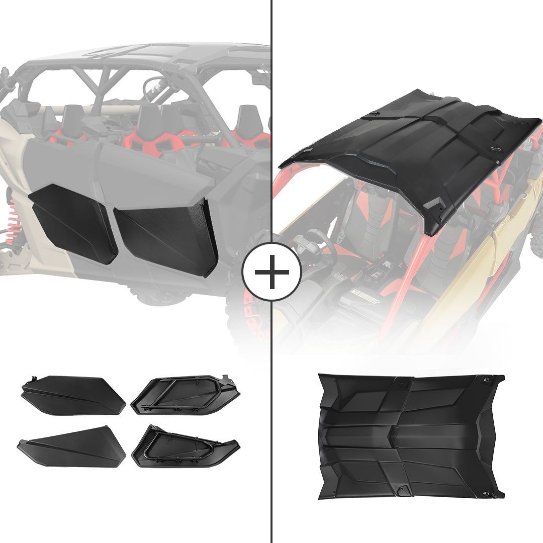 Kemimoto Lower Doors Panels Kit & Hard Roof For Can-Am Maverick X3 MAX - $769.98 at Kemimoto.com