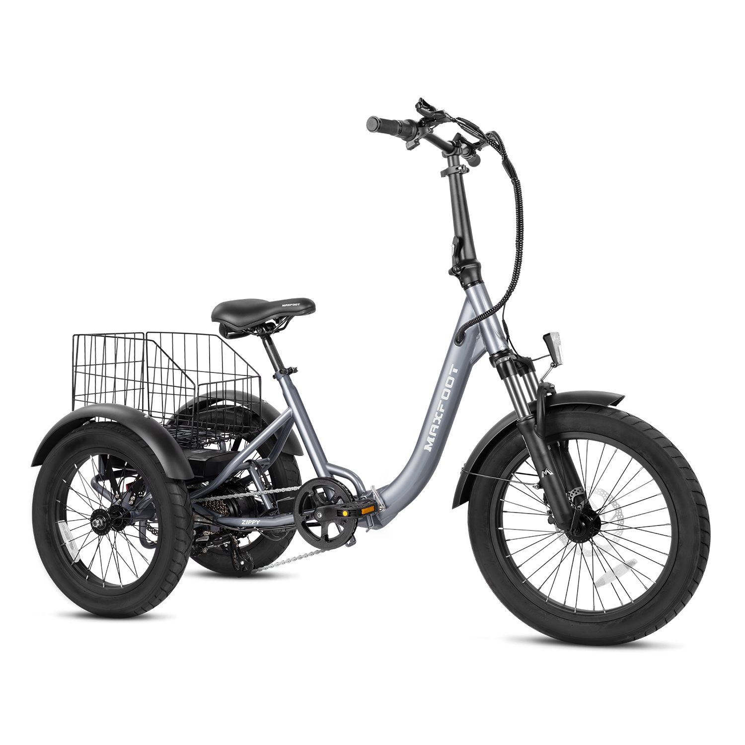 MaxFoot MF-35 Folding Electric Tricycle |  Convenient & Affordable Brooklyn Gray