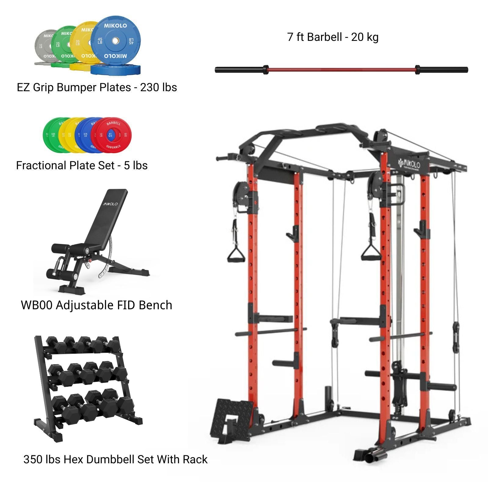 K6-1.0 Home Gym Package with 350 lbs Dumbbell Set