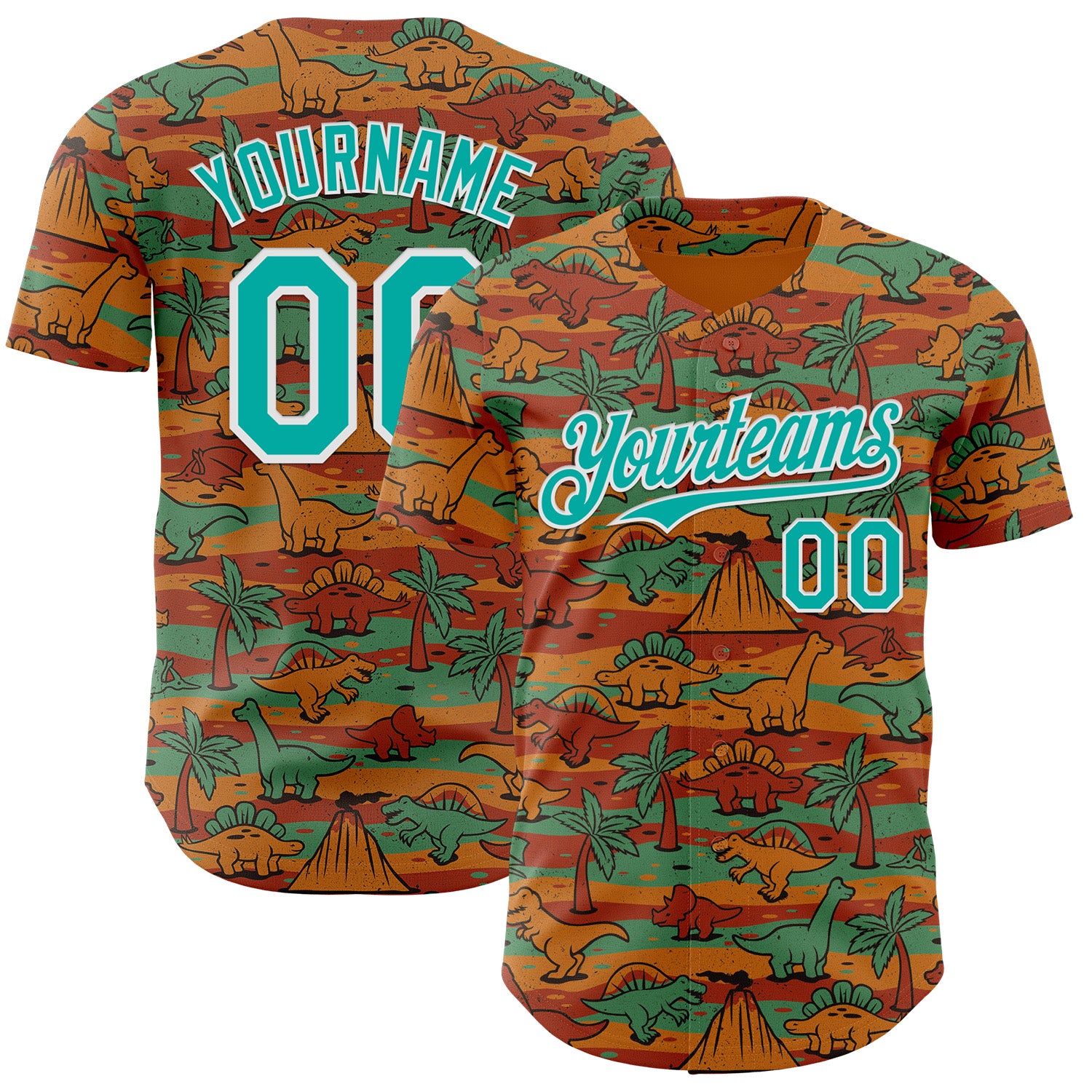 Fansidea-group-collabs Custom Aqua White 3D Tobe Fonseca Jurassic Vintage T-Rex Dinosaur Authentic Baseball Jersey - $34.99 at Proof Eyewear