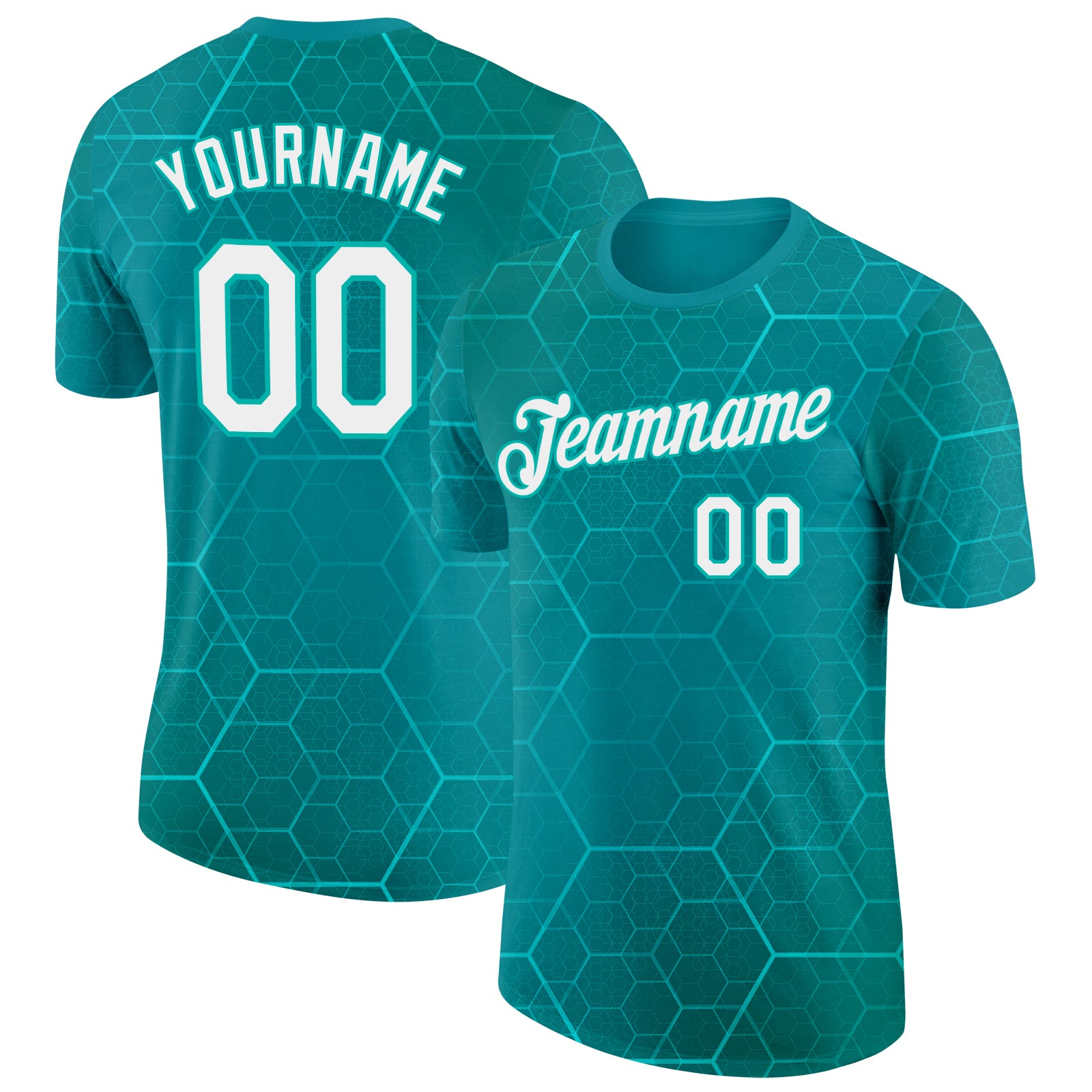 FansIdea Custom Blue White-Aqua Northern Ireland Geometric Shape Soccer Jersey Performance T-Shirt - $14.99 at Proof Eyewear