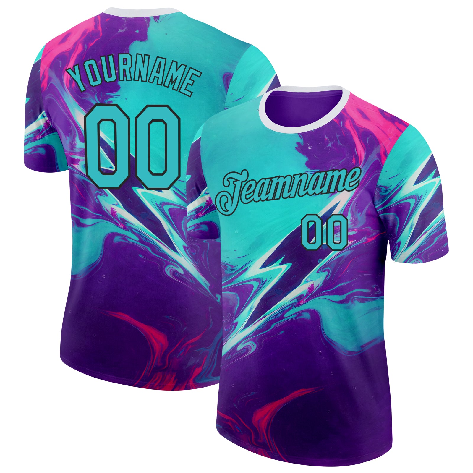 FansIdea Custom Purple Aqua-Black Bowling Liquid Performance T-Shirt - $14.99 at Proof Eyewear