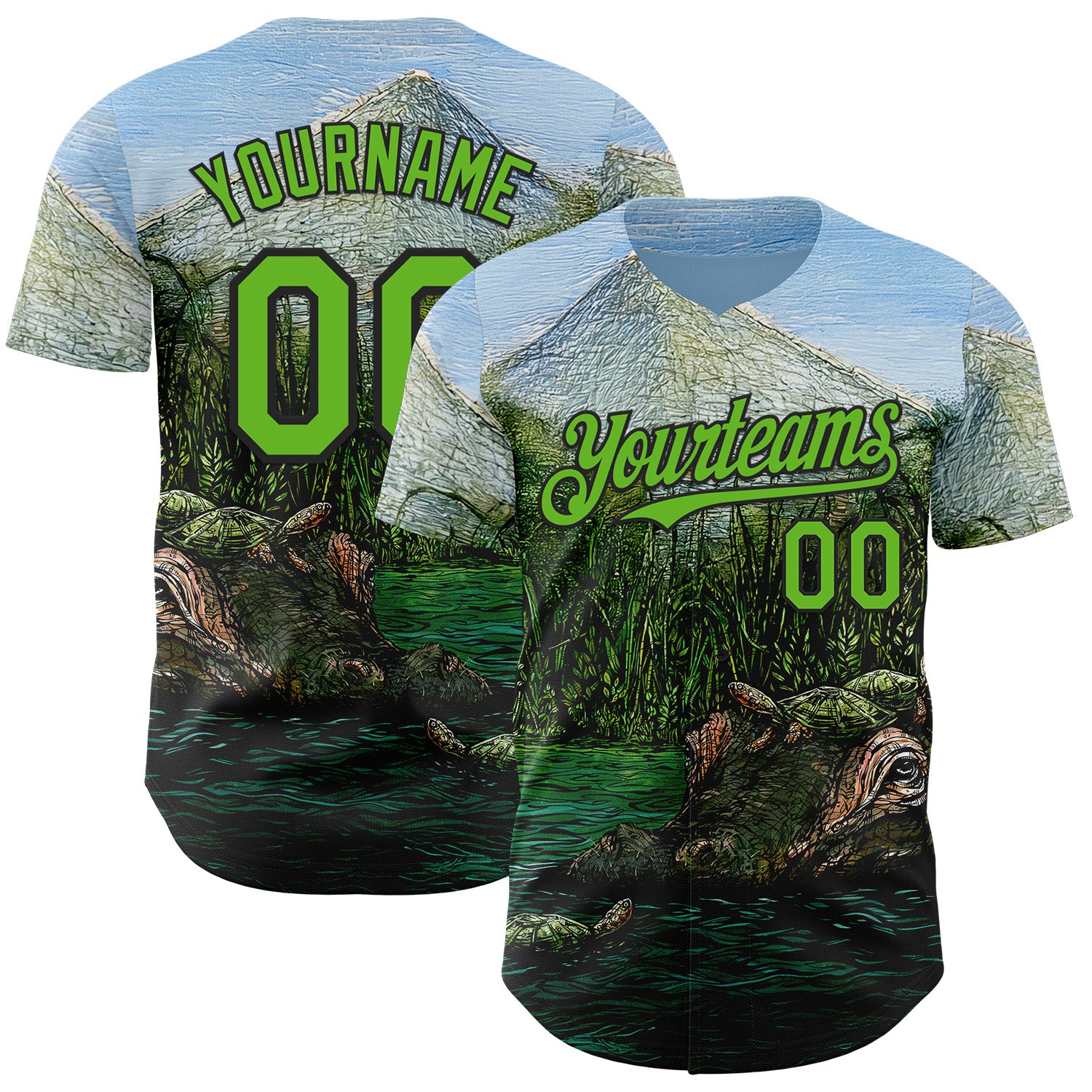 Custom Light Blue Aurora Green-Black David Lozeau The Hippo Authentic Baseball Jersey