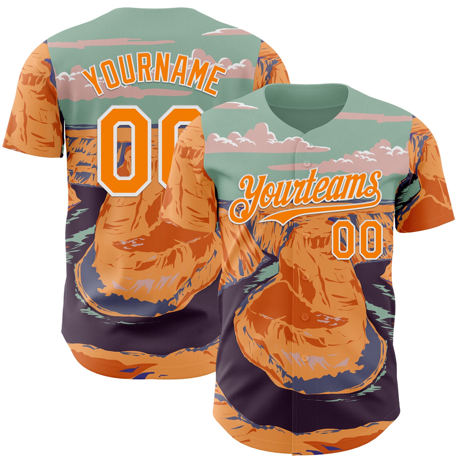 Fansidea-artist-collabs Custom Green Bay Orange-White Aloysius Patrimonio Horseshoe Bend In Glen Canyon National Recreation Area WPA Authentic Baseball Jersey - $34.99 at Proof Eyewear