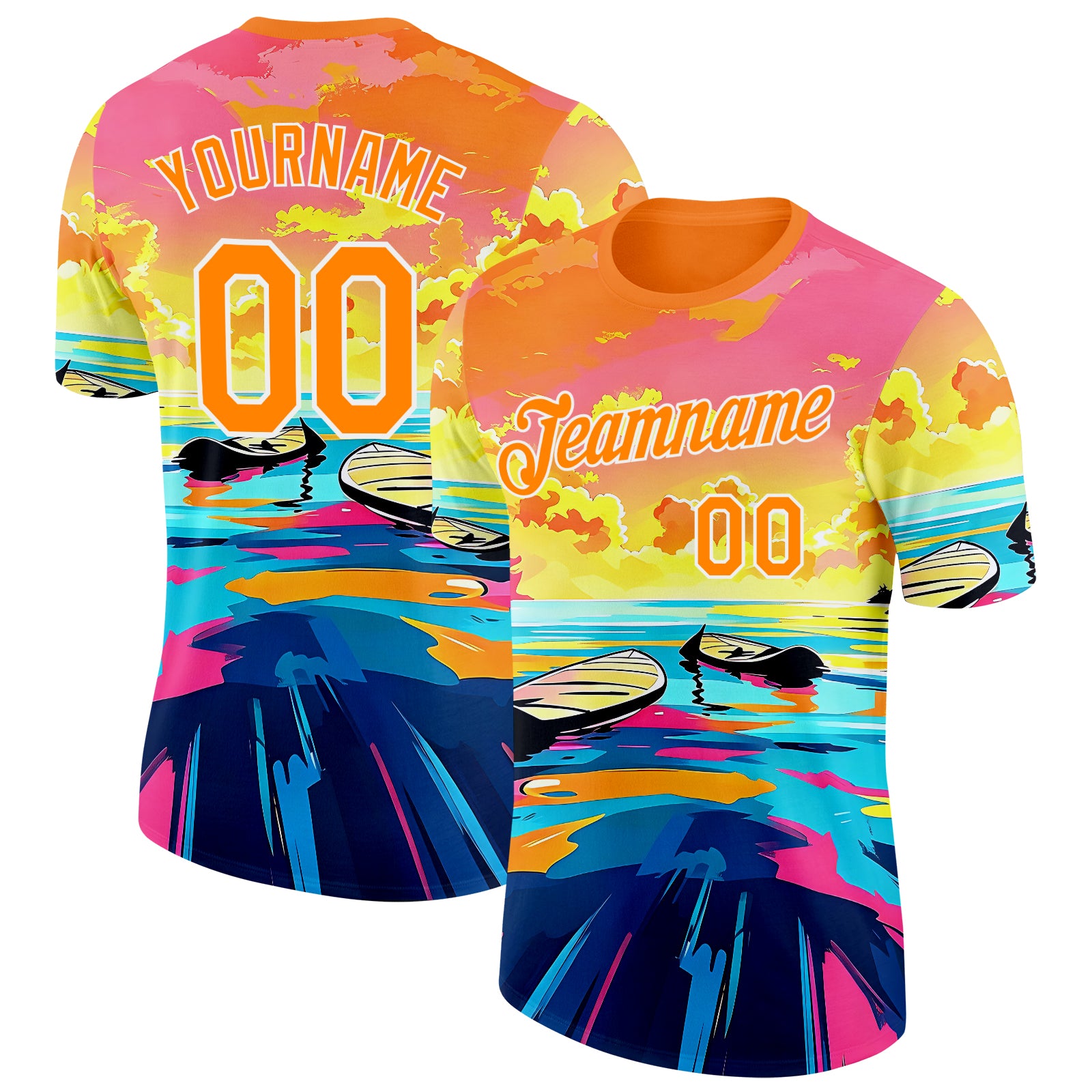 FansIdea Custom Yellow Bay Orange Blue-White Paddleboard Performance T-Shirt - $14.99 at Proof Eyewear