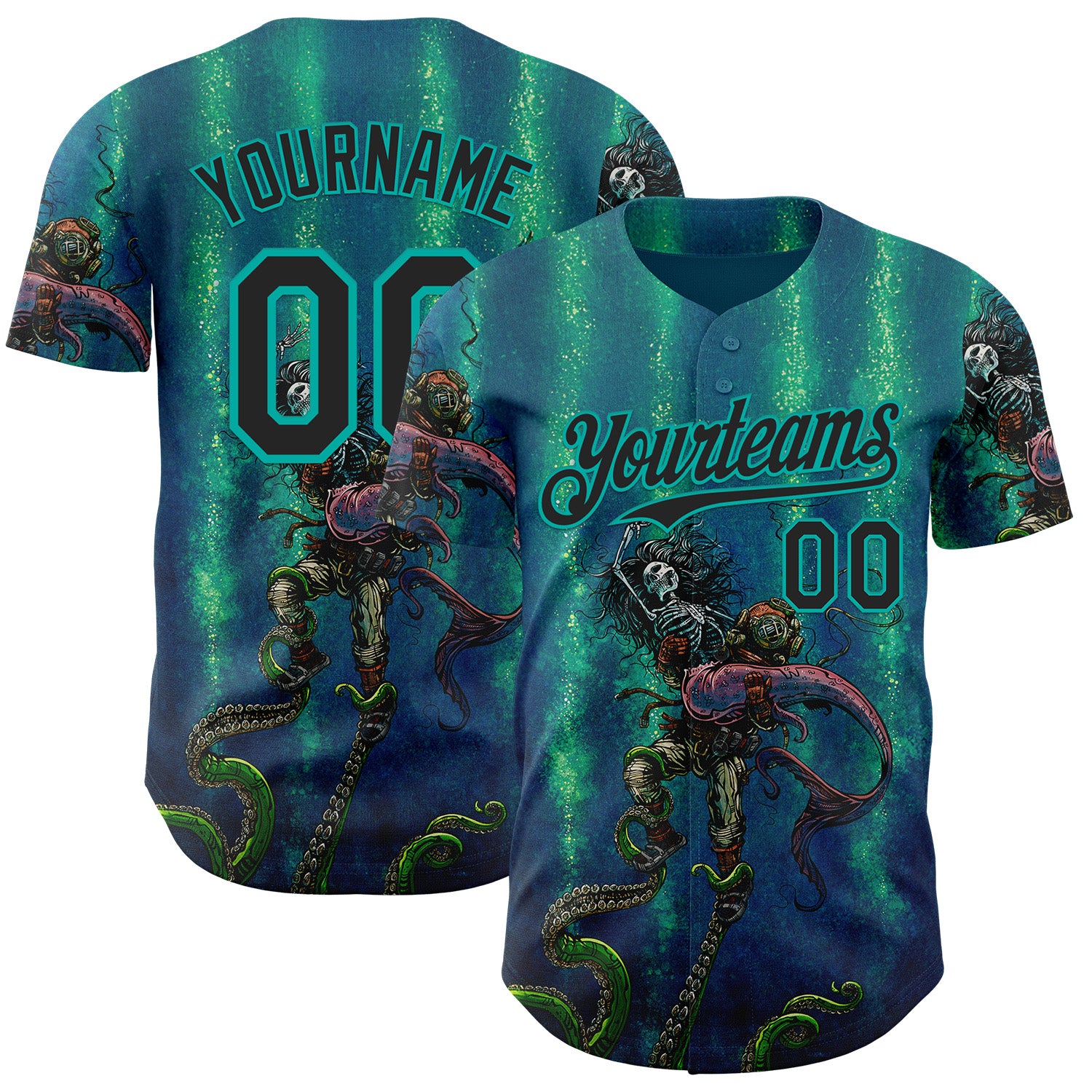 Fansidea-artist-collabs Custom Blue Black Green-Aqua David Lozeau Catch Or Release Authentic Baseball Jersey - $34.99 at Proof Eyewear