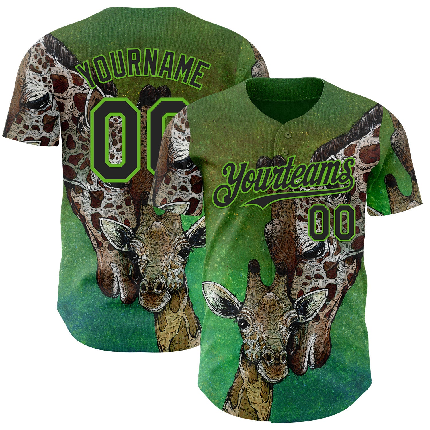 Fansidea-artist-collabs Custom Green Black-Aurora Green David Lozeau Mommy And Me Authentic Baseball Jersey - $34.99 at Proof Eyewear