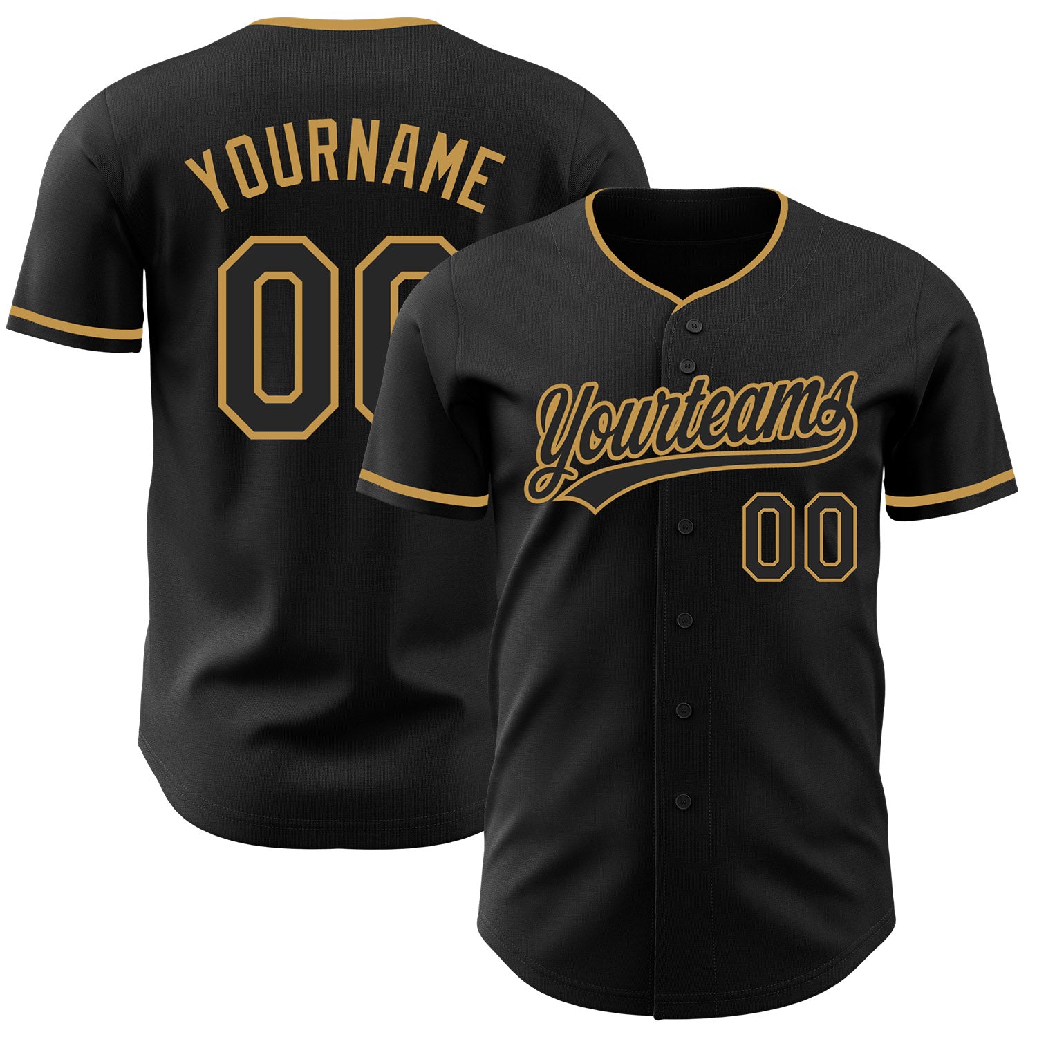 FansIdea Custom Black-Old Gold Authentic Baseball Jersey - $27.99 at Proof Eyewear