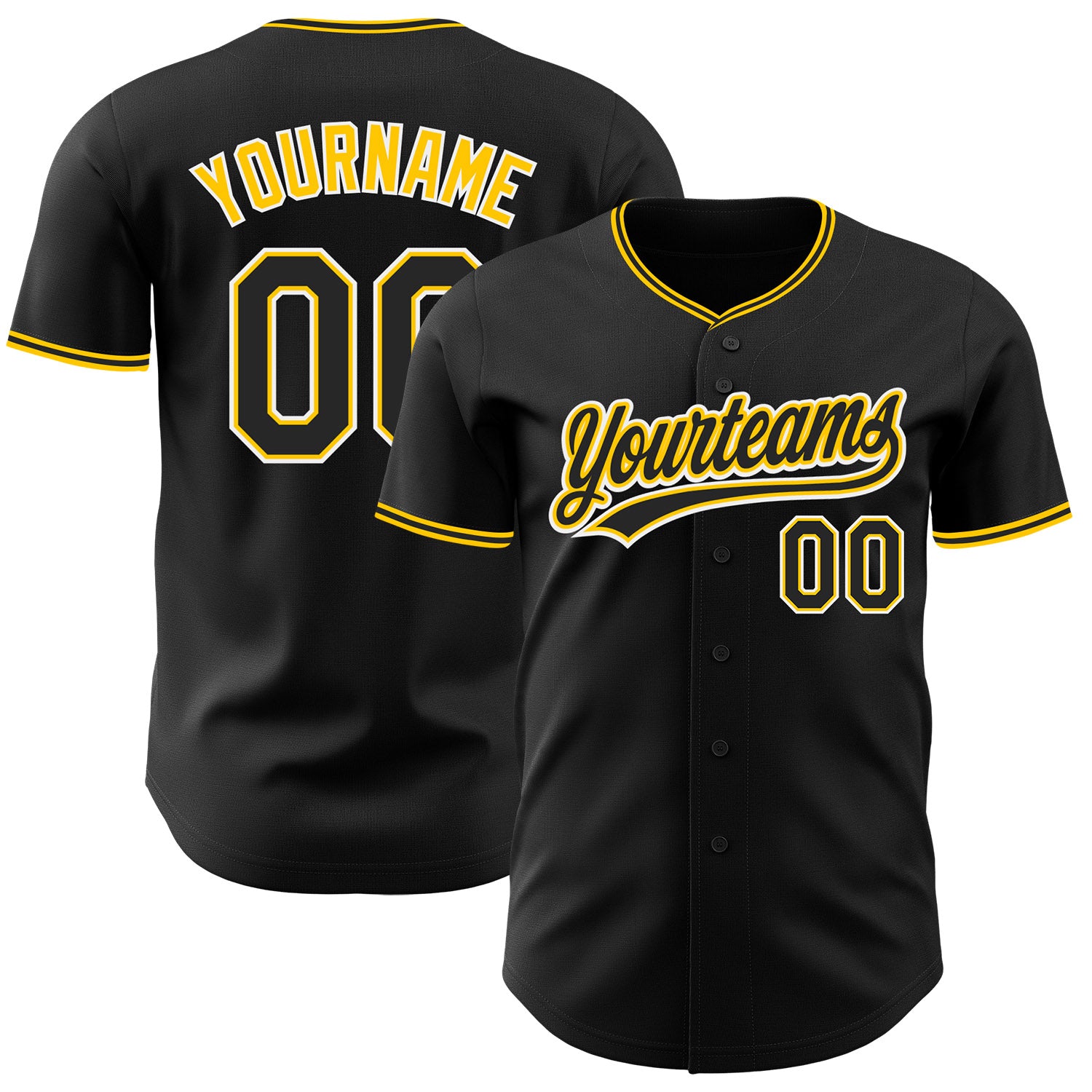 FansIdea Custom Black Yellow-White Authentic Baseball Jersey - $27.99 at Proof Eyewear