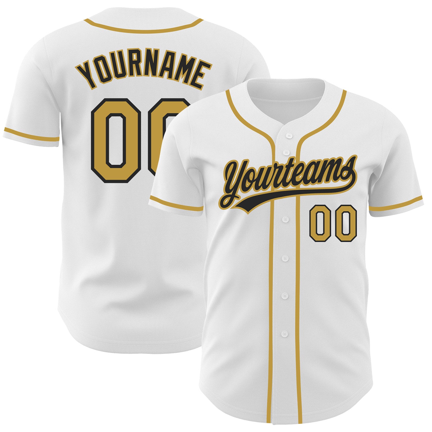 FansIdea Custom White Old Gold-Black Authentic Baseball Jersey - $27.99 at Proof Eyewear