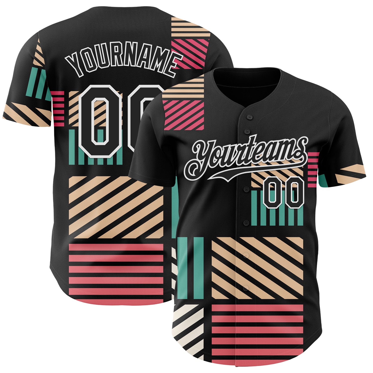 FansIdea Custom Black-White Geometric Patchwork Asymmetry Authentic Baseball Jersey - $29.99 at Proof Eyewear