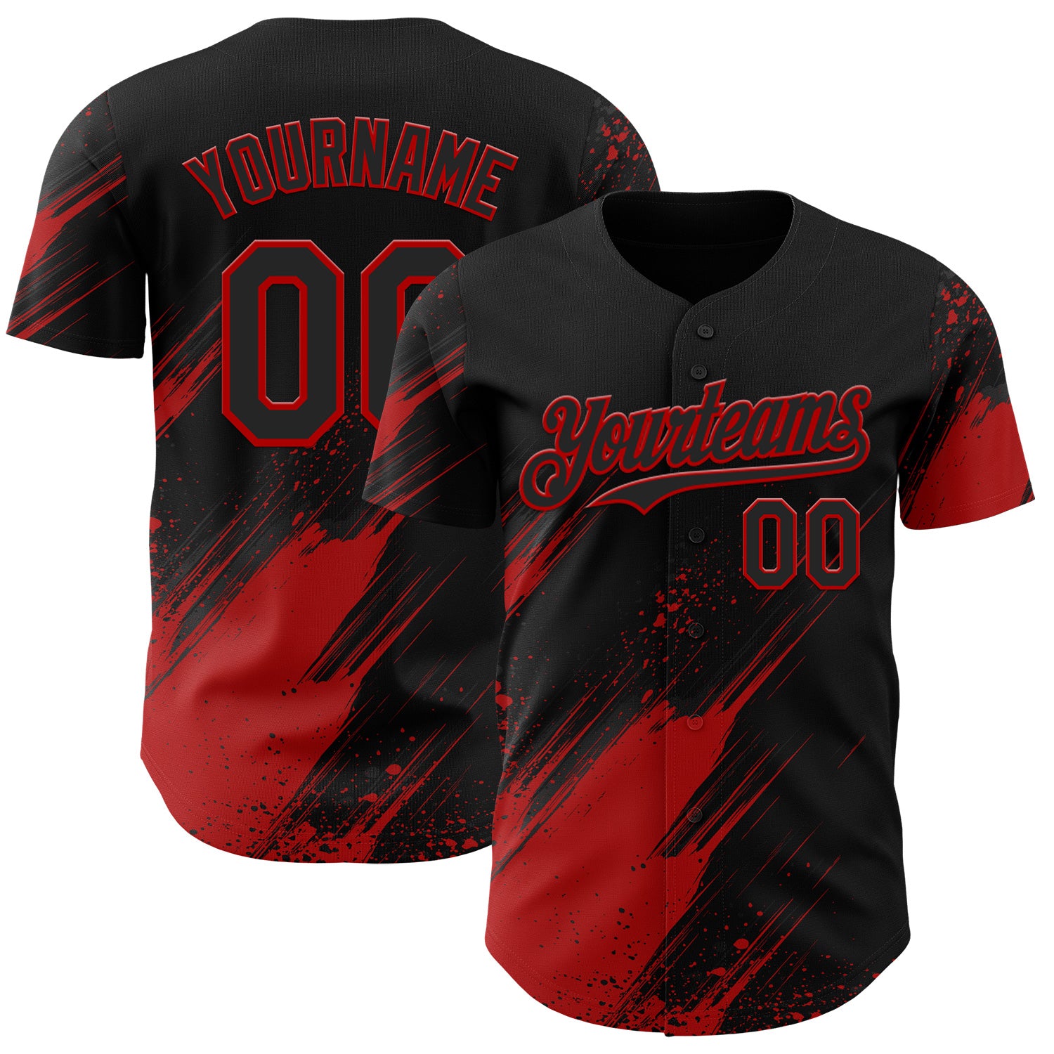 FansIdea Custom Black-Red Diagonal Scratch Brush Stroke Paint Splatter Authentic Baseball Jersey - $29.99 at Proof Eyewear