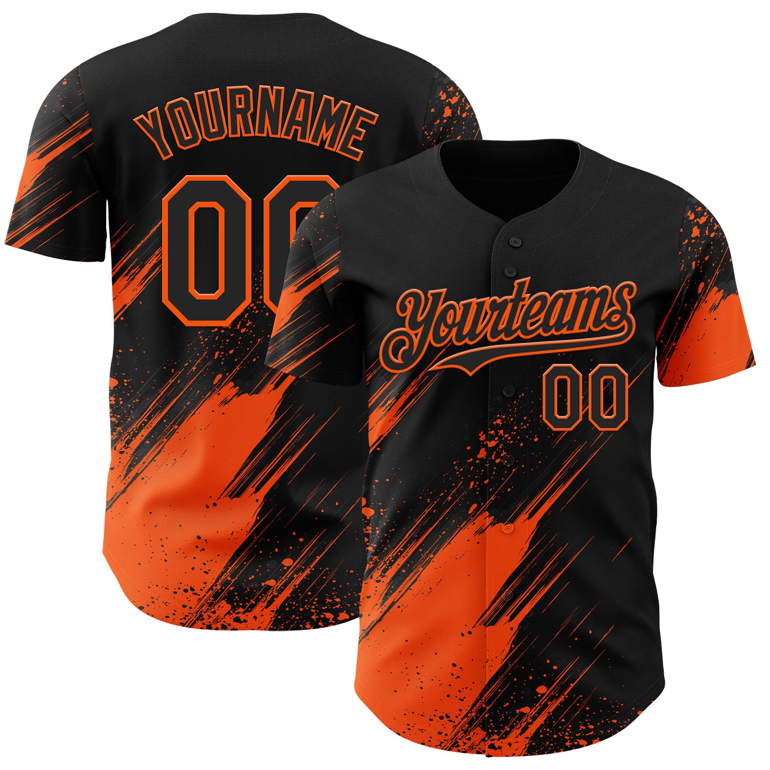 FansIdea Custom Black-Orange Diagonal Scratch Brush Stroke Paint Splatter Authentic Baseball Jersey - $29.99 at Proof Eyewear