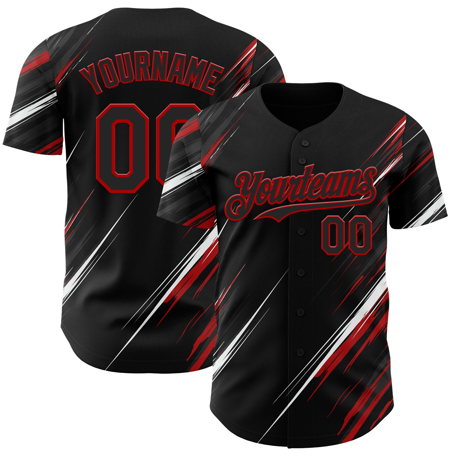 FansIdea Custom Black White-Red Diagonal Scratch Brush Stroke Authentic Baseball Jersey - $29.99 at Proof Eyewear