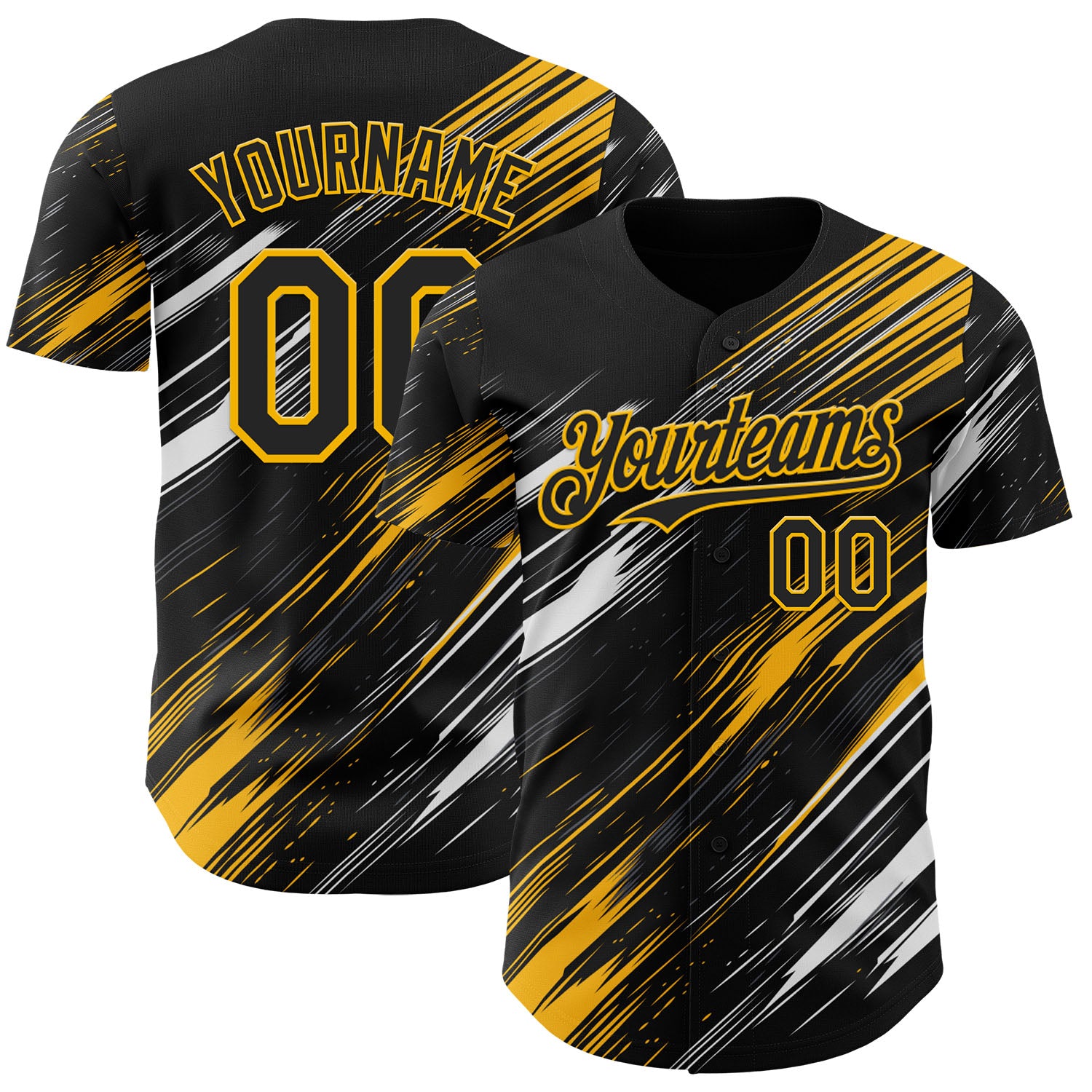 FansIdea Custom Black White-Gold Diagonal Scratch Brush Stroke Authentic Baseball Jersey - $29.99 at Proof Eyewear