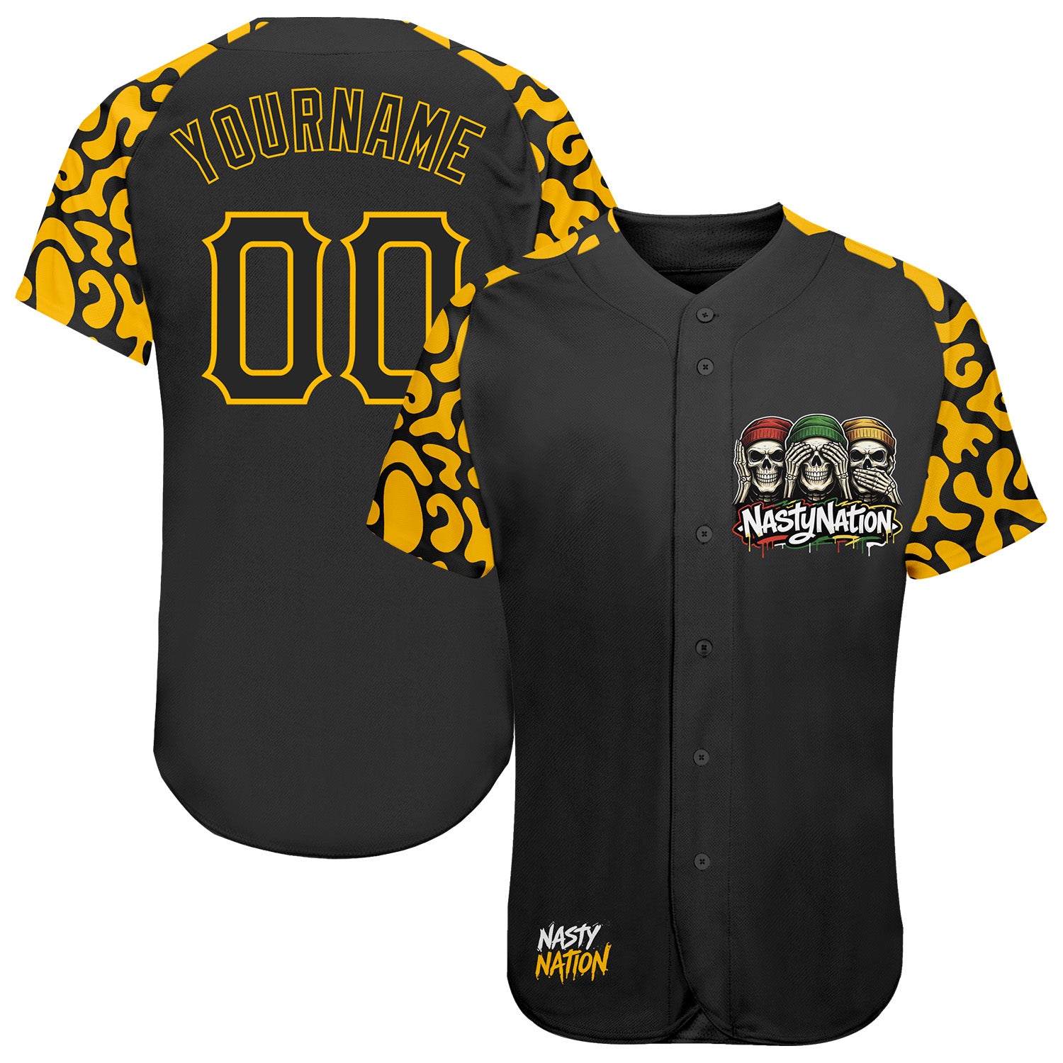 Fansidea-group-collabs Custom Black-Gold Nasty Nation Camo Authentic Baseball Jersey - $35.99 at Proof Eyewear