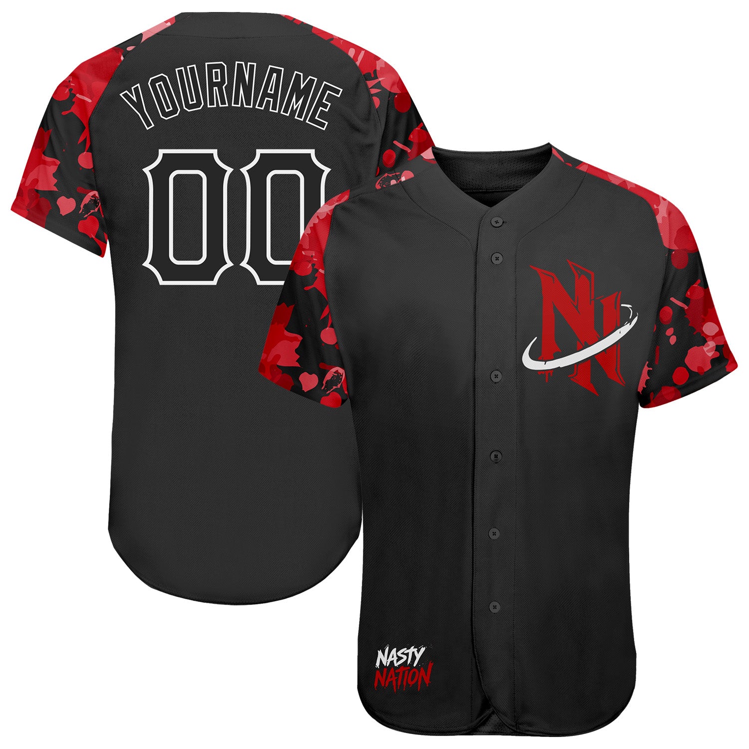 Fansidea-group-collabs Custom Black Red-White Nasty Nation Camo Authentic Baseball Jersey - $35.99 at Proof Eyewear